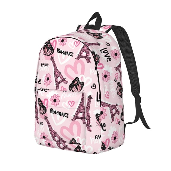 Travel Laptop Backpack - Butterfly Tower pink Lightweight Canvas Backpack, Wear Resistant Computer Backpack Bag Fit {sizeName} Laptop for Men Women with Adjustable Padded Shoulder Straps