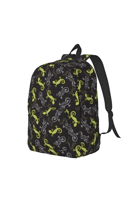 Travel Laptop Backpack - Cartoon Cute Lizard Gecko_A Lightweight Canvas Backpack, Wear Resistant Computer Backpack Bag Fit {sizeName} Laptop for Men Women with Adjustable Padded Shoulder Straps