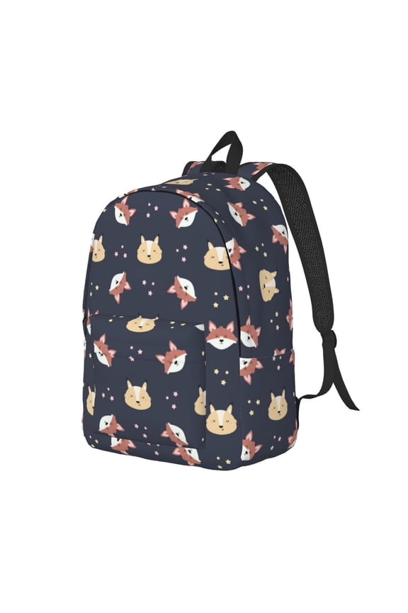 Travel Laptop Backpack - Cartoon Fox Star Lightweight Canvas Backpack, Wear Resistant Computer Backpack Bag Fit {sizeName} Laptop for Men Women with Adjustable Padded Shoulder Straps