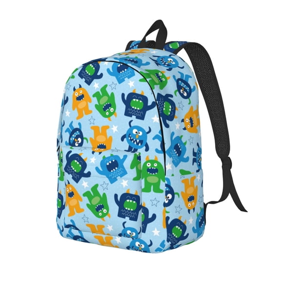 Travel Laptop Backpack - Cartoon Monster Lightweight Canvas Backpack, Wear Resistant Computer Backpack Bag Fit {sizeName} Laptop for Men Women with Adjustable Padded Shoulder Straps