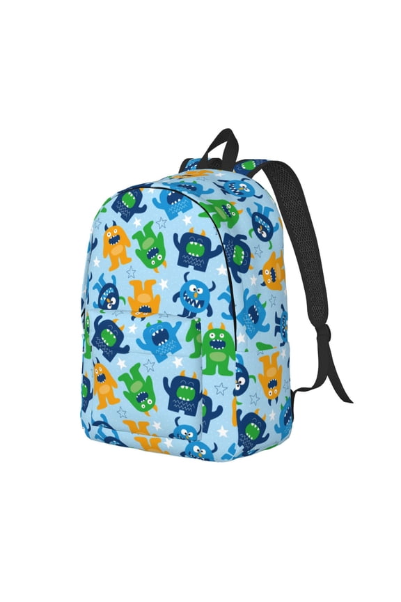 Travel Laptop Backpack - Cartoon Monster Lightweight Canvas Backpack, Wear Resistant Computer Backpack Bag Fit {sizeName} Laptop for Men Women with Adjustable Padded Shoulder Straps