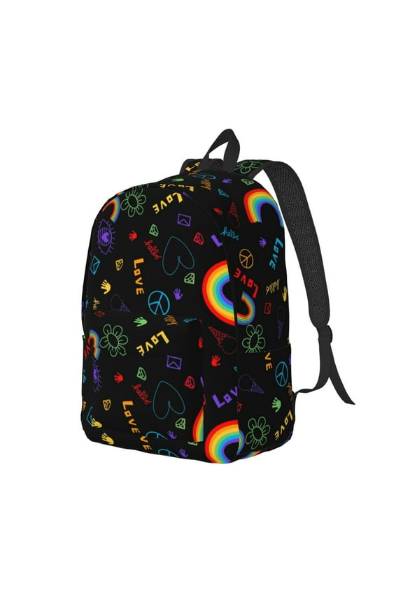Travel Laptop Backpack - Cartoon Pride Lgbt Lightweight Canvas Backpack, Wear Resistant Computer Backpack Bag Fit {sizeName} Laptop for Men Women with Adjustable Padded Shoulder Straps