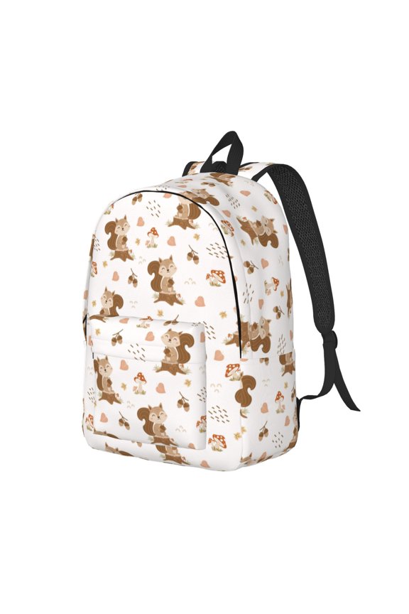 Travel Laptop Backpack - Cartoon Smiling Cute Squirrel Lightweight Canvas Backpack, Wear Resistant Computer Backpack Bag Fit {sizeName} Laptop for Men Women with Adjustable Padded Shoulder Straps