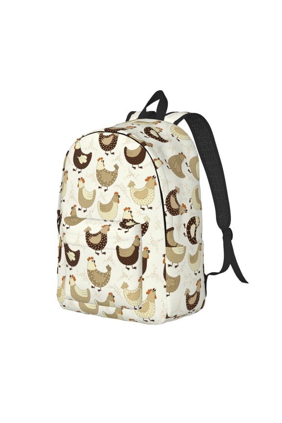Travel Laptop Backpack - Chicken Cartoon Lightweight Canvas Backpack, Wear Resistant Computer Backpack Bag Fit {sizeName} Laptop for Men Women with Adjustable Padded Shoulder Straps