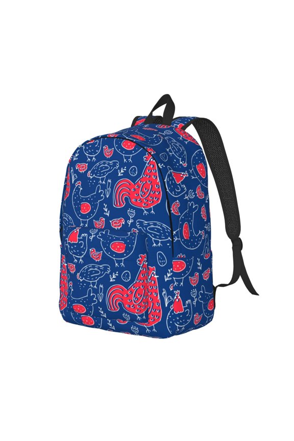 Travel Laptop Backpack - Chicken and Rooster Lightweight Canvas Backpack, Wear Resistant Computer Backpack Bag Fit {sizeName} Laptop for Men Women with Adjustable Padded Shoulder Straps