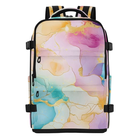 Travel Laptop Backpack Colorful Marble Water Resistant 20L Large Capacity Bookbag with Traveling Fits 17 inch Laptop Compartments