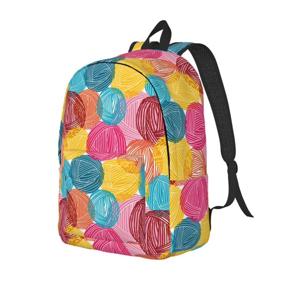 Travel Laptop Backpack - Colorful Wool Balls Lightweight Canvas Backpack, Wear Resistant Computer Backpack Bag Fit {sizeName} Laptop for Men Women with Adjustable Padded Shoulder Straps