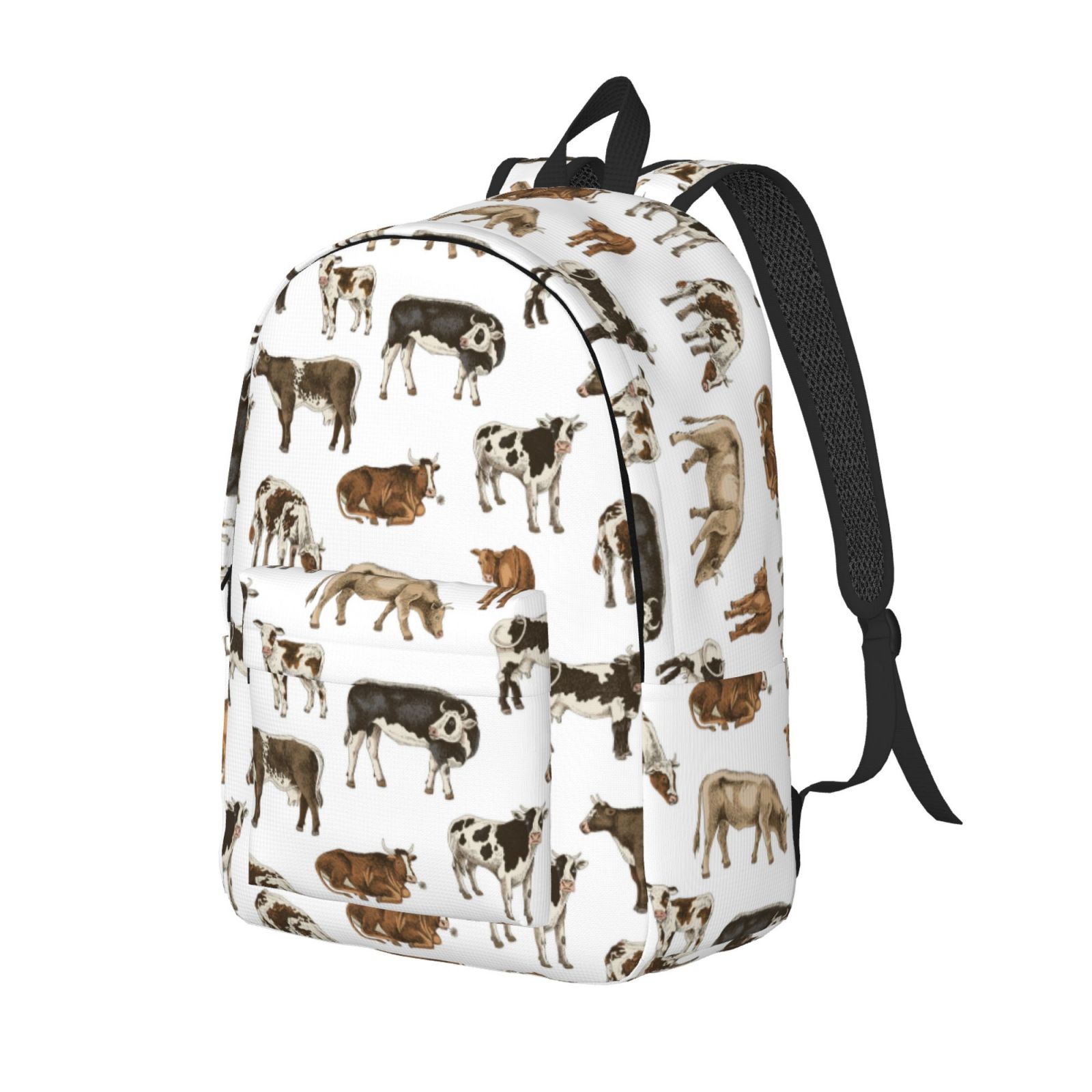 Travel Laptop Backpack - Cow print cute Lightweight Canvas Backpack, Wear Resistant Computer Backpack Bag Fit {sizeName} Laptop for Men Women with Adjustable Padded Shoulder Straps