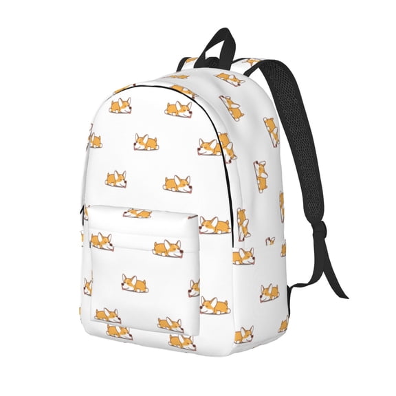 Travel Laptop Backpack - Cute Corgi Dog Funny_A Lightweight Canvas Backpack, Wear Resistant Computer Backpack Bag Fit {sizeName} Laptop for Men Women with Adjustable Padded Shoulder Straps