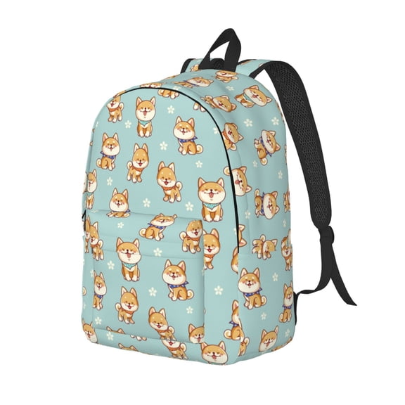 Travel Laptop Backpack - Cute Corgi Dog Funny Cartoon Lightweight Canvas Backpack, Wear Resistant Computer Backpack Bag Fit {sizeName} Laptop for Men Women with Adjustable Padded Shoulder Straps