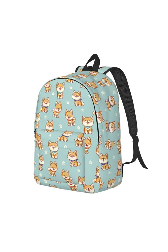 Travel Laptop Backpack - Cute Corgi Dog Funny Cartoon Lightweight Canvas Backpack, Wear Resistant Computer Backpack Bag Fit {sizeName} Laptop for Men Women with Adjustable Padded Shoulder Straps