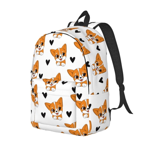 Travel Laptop Backpack - Cute Corgi Dog Love Lightweight Canvas Backpack, Wear Resistant Computer Backpack Bag Fit {sizeName} Laptop for Men Women with Adjustable Padded Shoulder Straps