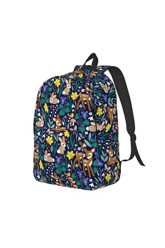 Travel Laptop Backpack - Cute Deer Rabbit Butterfly Flower Lightweight Canvas Backpack, Wear Resistant Computer Backpack Bag Fit {sizeName} Laptop for Men Women with Adjustable Padded Shoulder Straps
