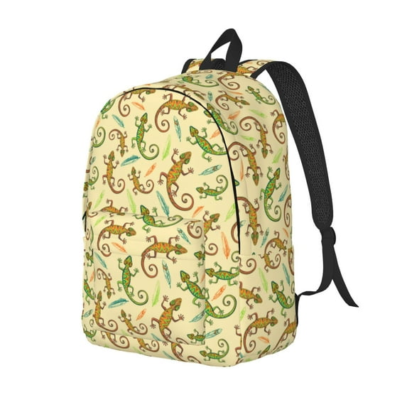 Travel Laptop Backpack - Cute Gecko Lizard Feathers Lightweight Canvas Backpack, Wear Resistant Computer Backpack Bag Fit {sizeName} Laptop for Men Women with Adjustable Padded Shoulder Straps