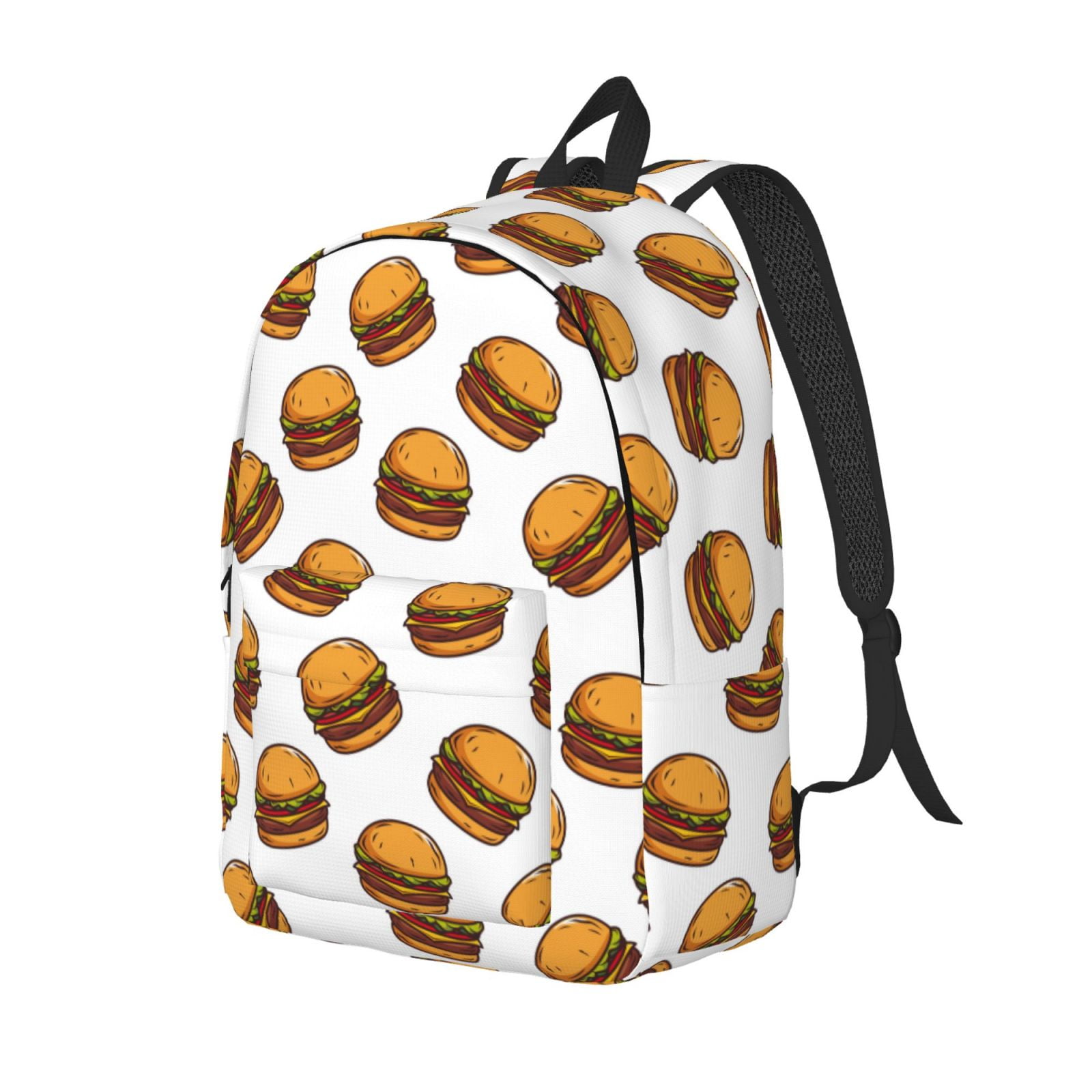 Travel Laptop Backpack - Cute Hamburger Lightweight Canvas Backpack, Wear Resistant Computer Backpack Bag Fit {sizeName} Laptop for Men Women with Adjustable Padded Shoulder Straps