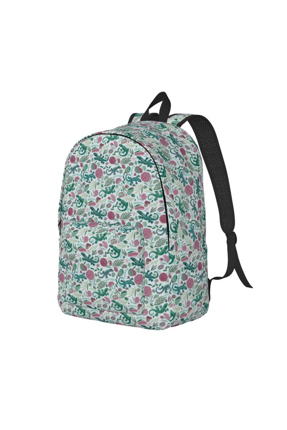 Travel Laptop Backpack - Cute Lizard Flower Plant Lightweight Canvas Backpack, Wear Resistant Computer Backpack Bag Fit {sizeName} Laptop for Men Women with Adjustable Padded Shoulder Straps
