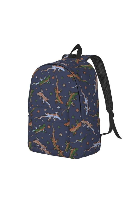 Travel Laptop Backpack - Cute Lizard Gecko Stars Lightweight Canvas Backpack, Wear Resistant Computer Backpack Bag Fit {sizeName} Laptop for Men Women with Adjustable Padded Shoulder Straps