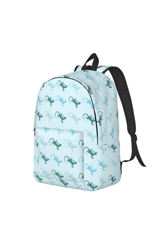 Travel Laptop Backpack - Cute Lizard Gecko light blue Lightweight Canvas Backpack, Wear Resistant Computer Backpack Bag Fit {sizeName} Laptop for Men Women with Adjustable Padded Shoulder Straps