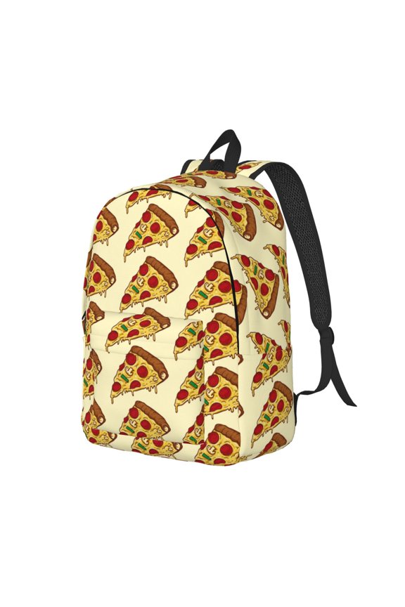 Travel Laptop Backpack - Cute Pizza Cartoon Lightweight Canvas Backpack, Wear Resistant Computer Backpack Bag Fit {sizeName} Laptop for Men Women with Adjustable Padded Shoulder Straps
