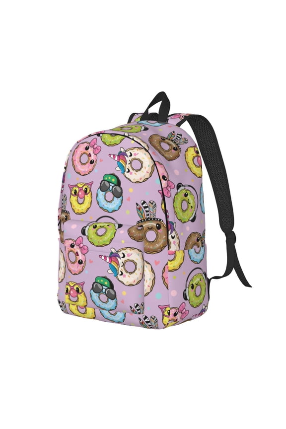 Travel Laptop Backpack - Cute donuts Lightweight Canvas Backpack, Wear Resistant Computer Backpack Bag Fit {sizeName} Laptop for Men Women with Adjustable Padded Shoulder Straps