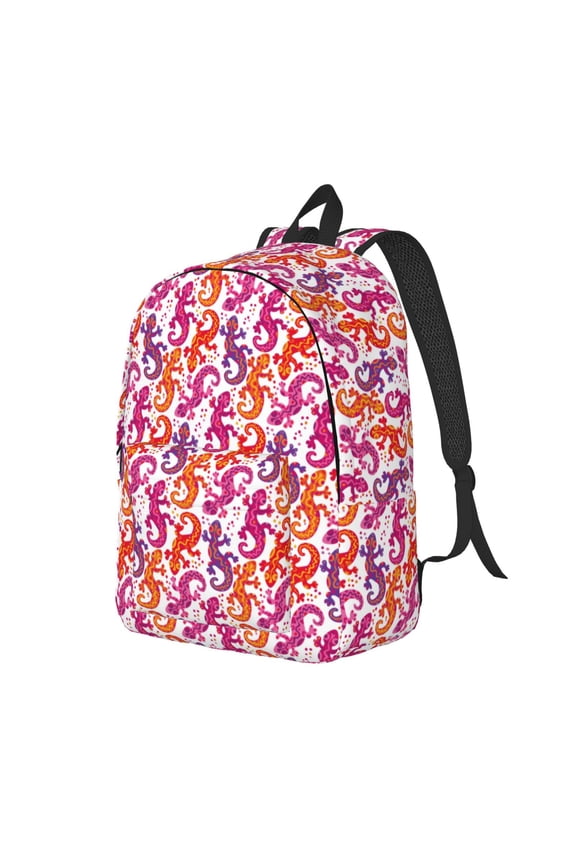 Travel Laptop Backpack - Cute lizard gecko colorful_A Lightweight Canvas Backpack, Wear Resistant Computer Backpack Bag Fit {sizeName} Laptop for Men Women with Adjustable Padded Shoulder Straps