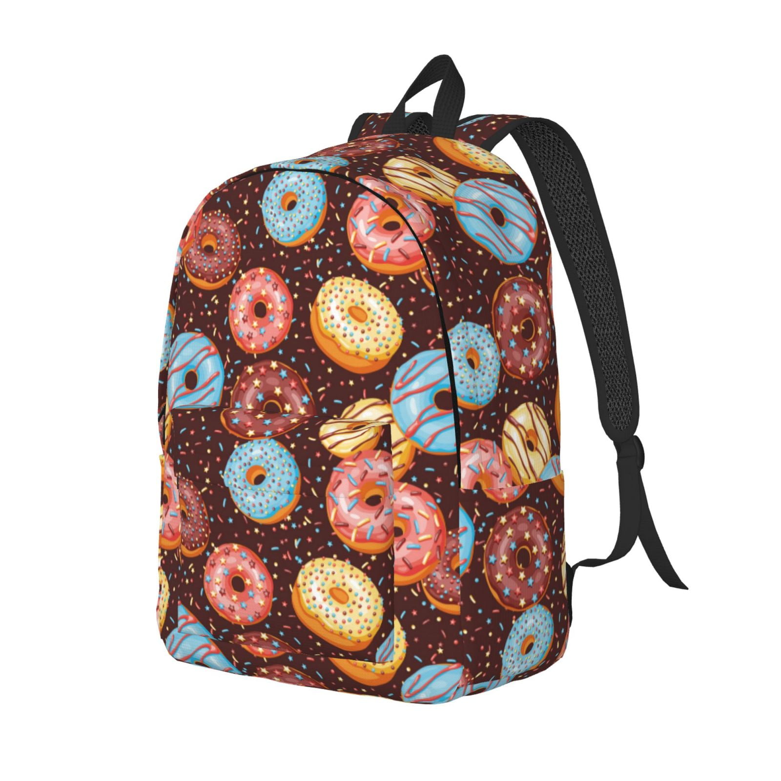 Travel Laptop Backpack - Donut Print No.9038 Lightweight Canvas Backpack, Wear Resistant Computer Backpack Bag Fit {sizeName} Laptop for Men Women with Adjustable Padded Shoulder Straps