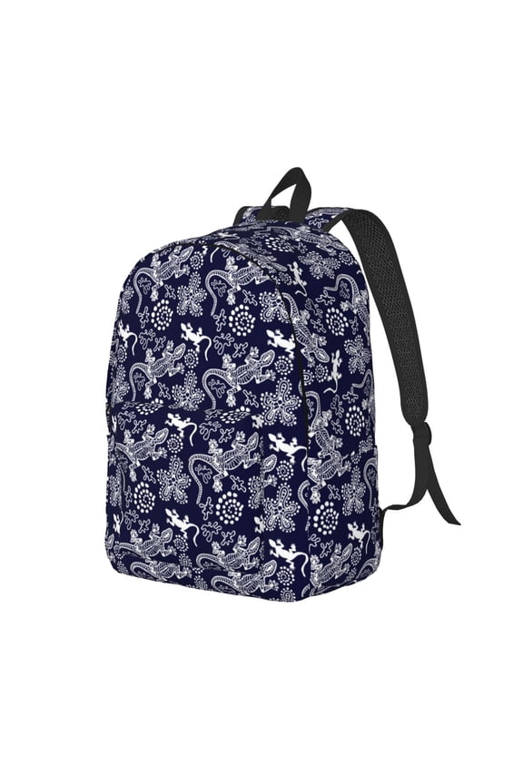Travel Laptop Backpack - Exotic Gecko Lizard White Lightweight Canvas Backpack, Wear Resistant Computer Backpack Bag Fit {sizeName} Laptop for Men Women with Adjustable Padded Shoulder Straps