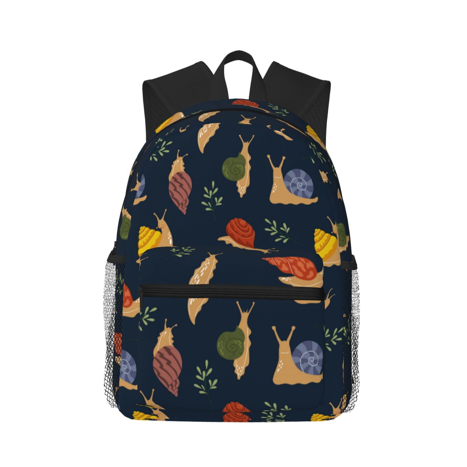 Travel Laptop Backpack For Women And Men, Snail Leaf Print Black ...