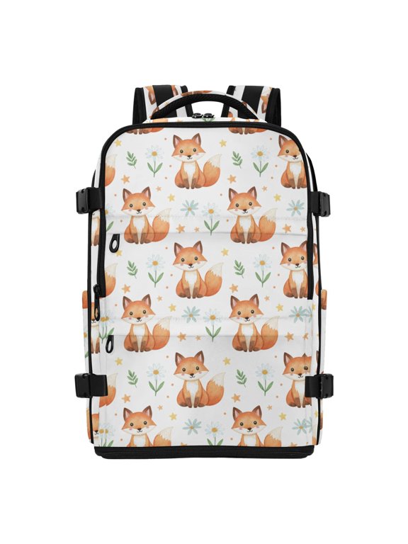 Travel Laptop Backpack Fox Cartoon Water Resistant 20L Large Capacity Bookbag with Traveling Fits 17 inch Laptop Compartments