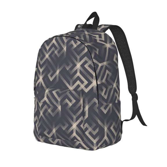 Travel Laptop Backpack - Geometric Labyrinth Patterns Lightweight Canvas Backpack, Wear Resistant Computer Backpack Bag Fit {sizeName} Laptop for Men Women with Adjustable Padded Shoulder Straps