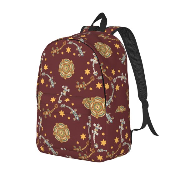 Travel Laptop Backpack - Geometric Lizard Gecko Colorful_B Lightweight Canvas Backpack, Wear Resistant Computer Backpack Bag Fit {sizeName} Laptop for Men Women with Adjustable Padded Shoulder Straps