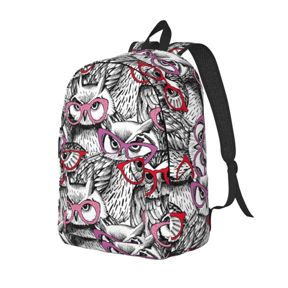 Travel Laptop Backpack - Glasses Owl Lightweight Canvas Backpack, Wear Resistant Computer Backpack Bag Fit {sizeName} Laptop for Men Women with Adjustable Padded Shoulder Straps