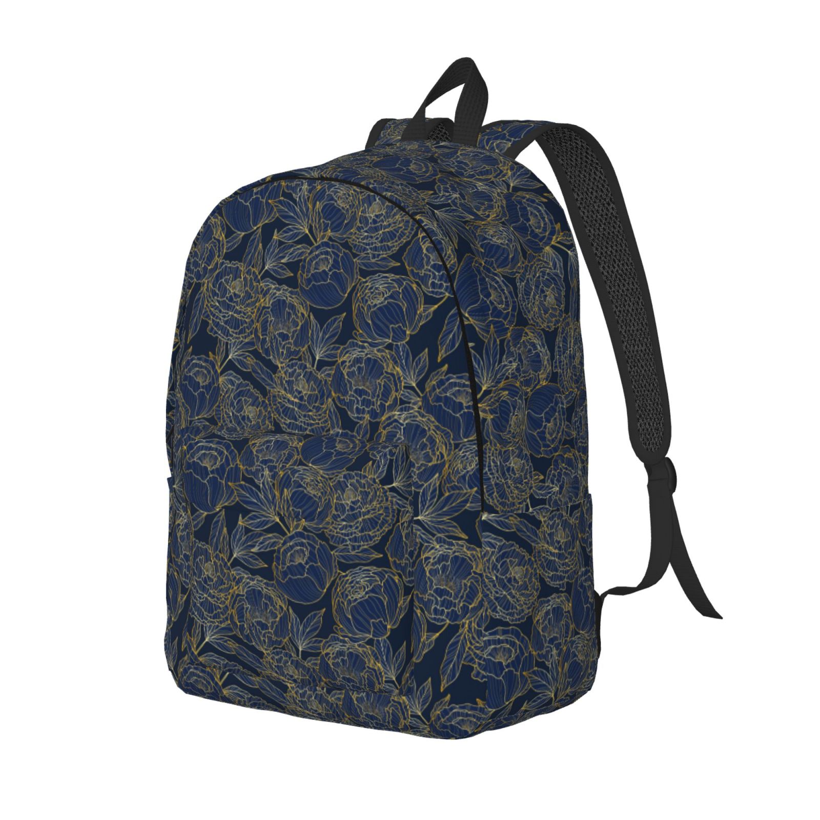 Travel Laptop Backpack - Golden Peonies Lightweight Canvas Backpack, Wear Resistant Computer Backpack Bag Fit {sizeName} Laptop for Men Women with Adjustable Padded Shoulder Straps