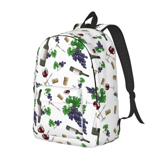 Travel Laptop Backpack - Grape wine bottle Lightweight Canvas Backpack, Wear Resistant Computer Backpack Bag Fit {sizeName} Laptop for Men Women with Adjustable Padded Shoulder Straps
