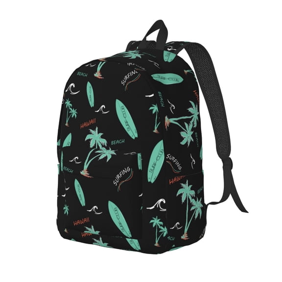 Travel Laptop Backpack - Green Surfboard Lightweight Canvas Backpack, Wear Resistant Computer Backpack Bag Fit {sizeName} Laptop for Men Women with Adjustable Padded Shoulder Straps