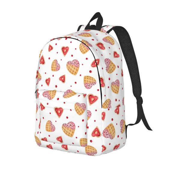 Travel Laptop Backpack - Heart Waffle Print Lightweight Canvas Backpack, Wear Resistant Computer Backpack Bag Fit {sizeName} Laptop for Men Women with Adjustable Padded Shoulder Straps