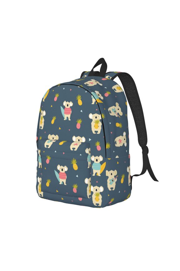 Travel Laptop Backpack - Koala Pineapple Print Lightweight Canvas Backpack, Wear Resistant Computer Backpack Bag Fit {sizeName} Laptop for Men Women with Adjustable Padded Shoulder Straps