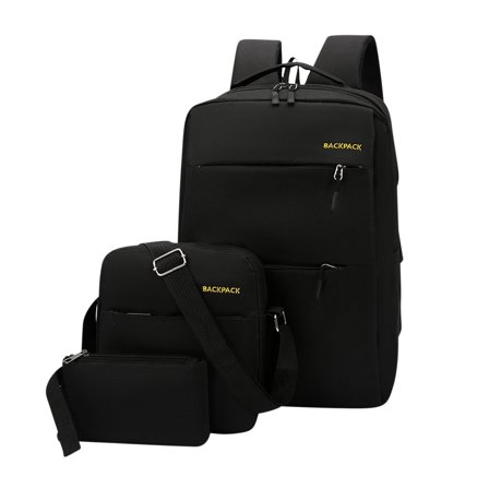 Travel Laptop Backpack Large Women's Men's Travel Backpack 17 In Business Backpack With Crossbody And Coin Purse College Bag Three Piece Black