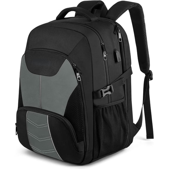 Travel Laptop Backpack for Men 55L,Water Resistant 18.4 inch Big Business Laptop bags with USB  Port,TSA Friendly Anti  Computer Bag for Work College,Grey