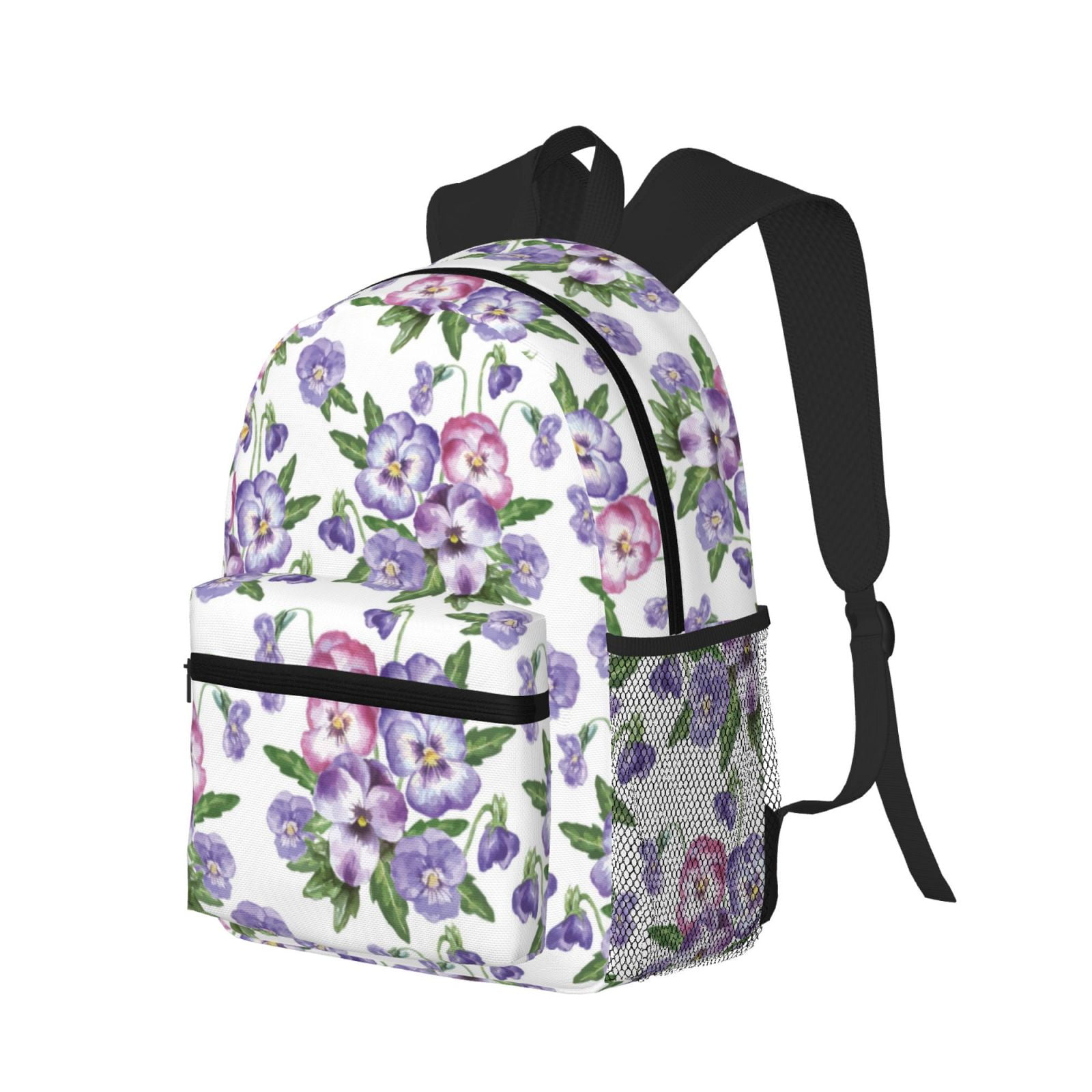 Travel Laptop Backpack for Men Women Violets Flowers Purple Pink