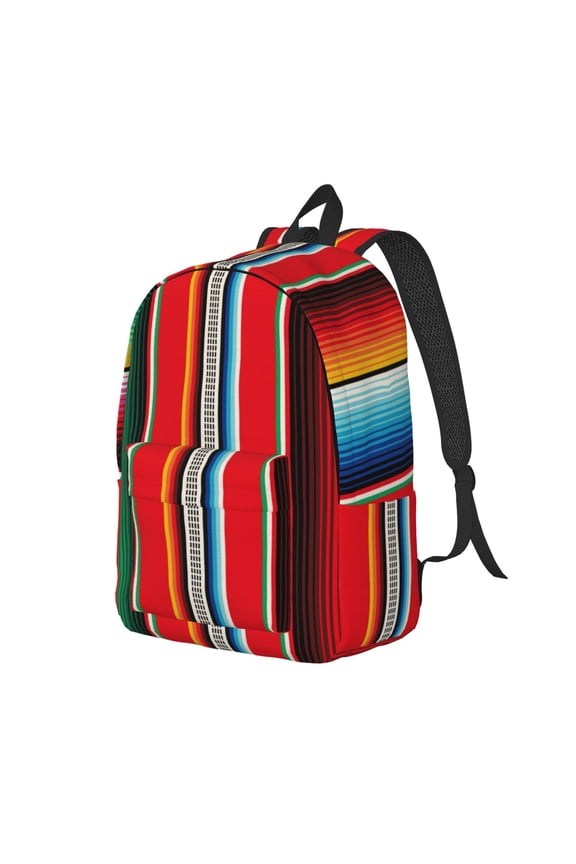 Travel Laptop Backpack - Mexican Serape Blanket Stripes Lightweight Canvas Backpack, Wear Resistant Computer Backpack Bag Fit {sizeName} Laptop for Men Women with Adjustable Padded Shoulder Straps