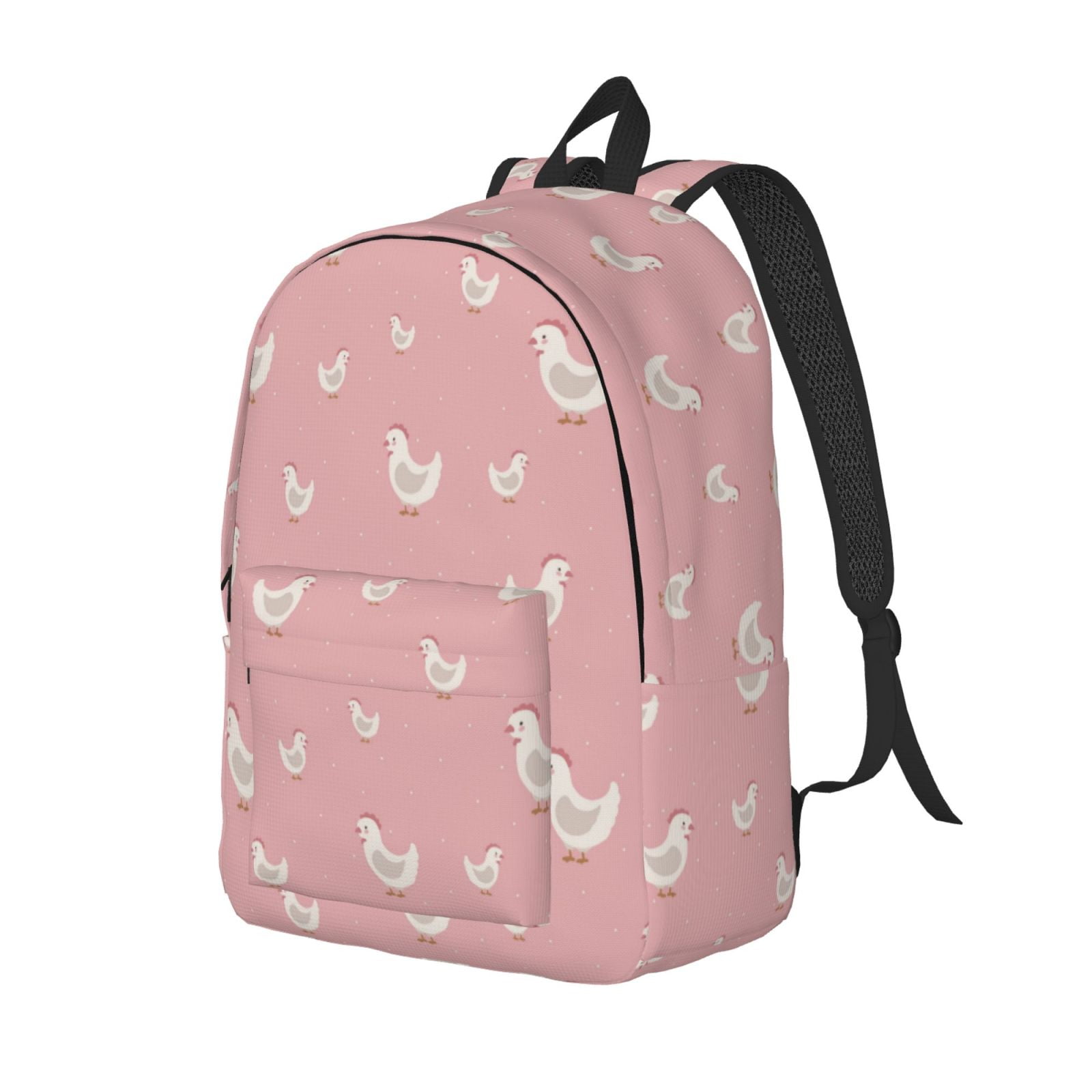 Travel Laptop Backpack - Minimalist Cute Chicken Pink Lightweight Canvas Backpack, Wear Resistant Computer Backpack Bag Fit {sizeName} Laptop for Men Women with Adjustable Padded Shoulder Straps