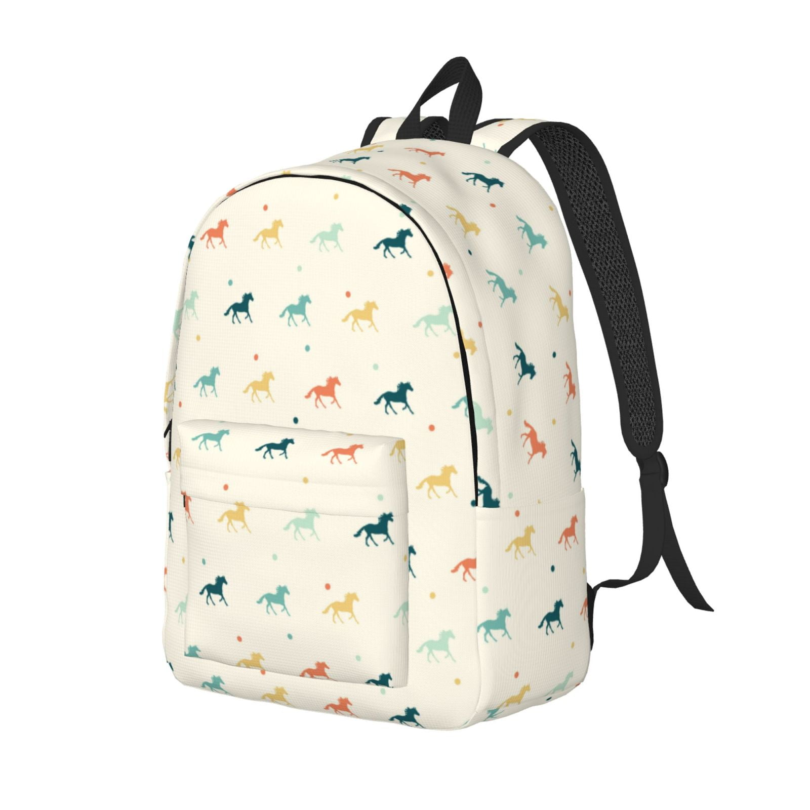Travel Laptop Backpack - Minimalist Multicolor Horse_A Lightweight Canvas Backpack, Wear Resistant Computer Backpack Bag Fit {sizeName} Laptop for Men Women with Adjustable Padded Shoulder Straps
