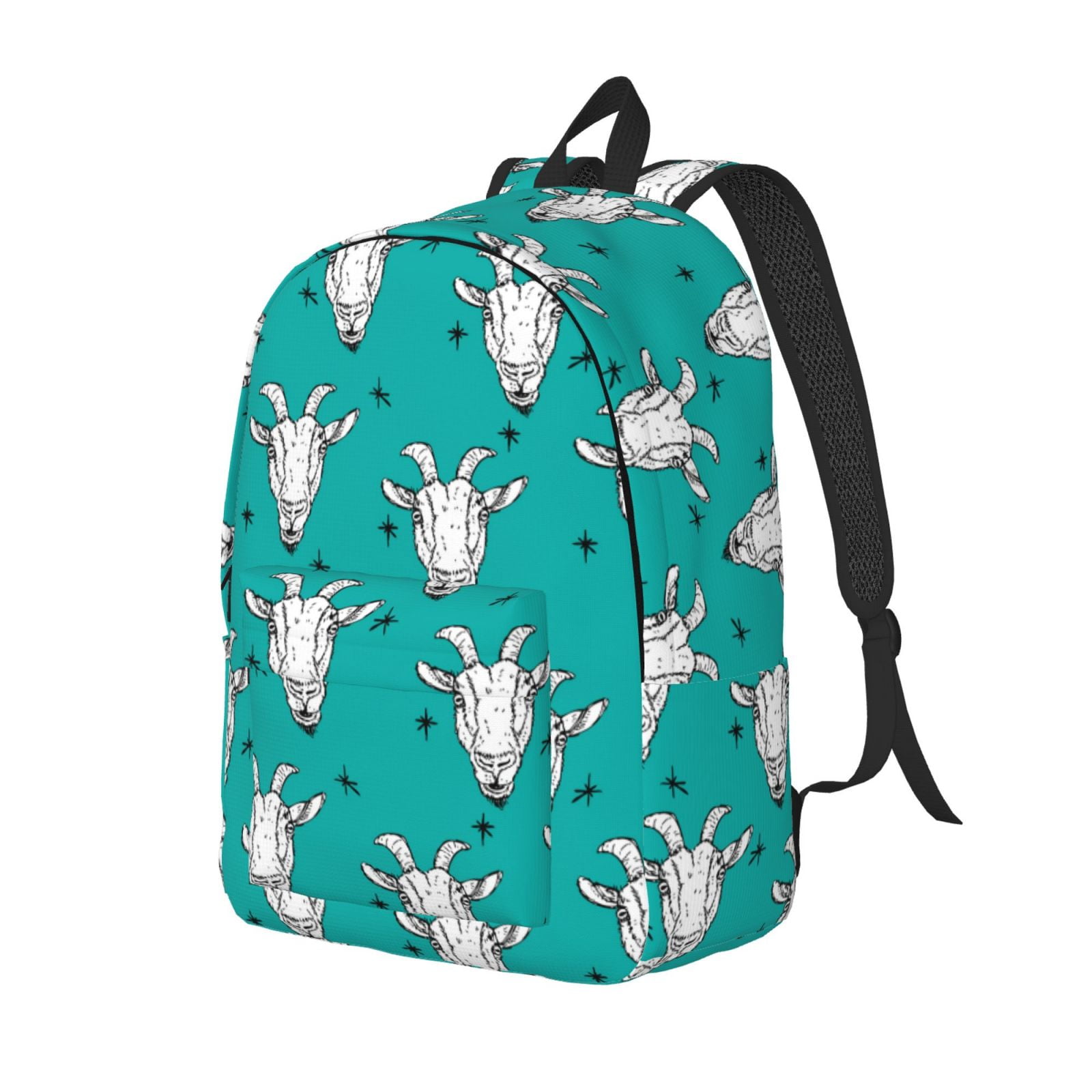 Travel Laptop Backpack - Modern Cartoon Goat Head White Lightweight Canvas Backpack, Wear Resistant Computer Backpack Bag Fit {sizeName} Laptop for Men Women with Adjustable Padded Shoulder Straps