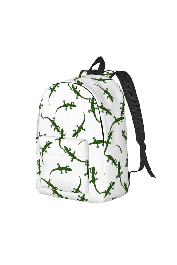 Travel Laptop Backpack - Modern Cute Gecko Lizard Green Lightweight Canvas Backpack, Wear Resistant Computer Backpack Bag Fit {sizeName} Laptop for Men Women with Adjustable Padded Shoulder Straps