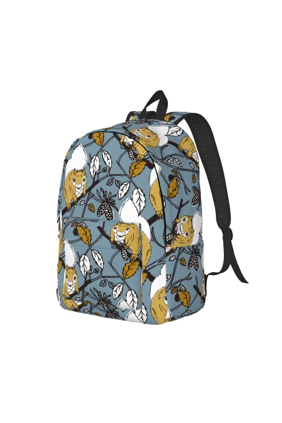 Travel Laptop Backpack - Painted cute squirrel pine cone Lightweight Canvas Backpack, Wear Resistant Computer Backpack Bag Fit {sizeName} Laptop for Men Women with Adjustable Padded Shoulder Straps