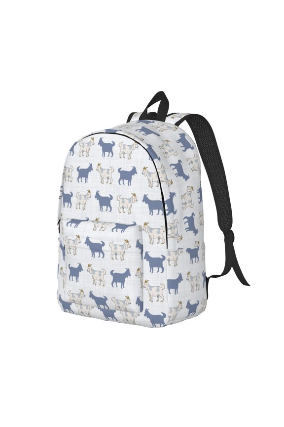 Travel Laptop Backpack - Plaid Cartoon Cute Goat Lightweight Canvas Backpack, Wear Resistant Computer Backpack Bag Fit {sizeName} Laptop for Men Women with Adjustable Padded Shoulder Straps
