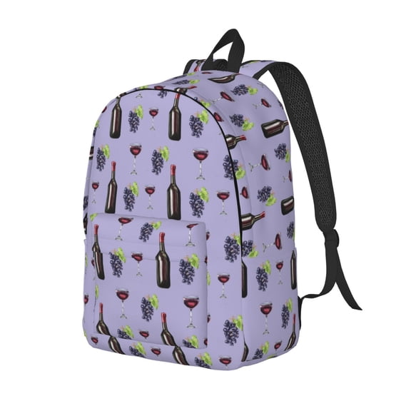 Travel Laptop Backpack - Purple Wine Element Pattern Lightweight Canvas Backpack, Wear Resistant Computer Backpack Bag Fit {sizeName} Laptop for Men Women with Adjustable Padded Shoulder Straps