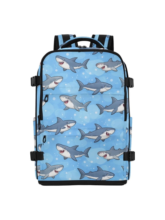 Travel Laptop Backpack Shark Bubbles Water Resistant 20L Large Capacity Bookbag with Traveling Fits 17 inch Laptop Compartments