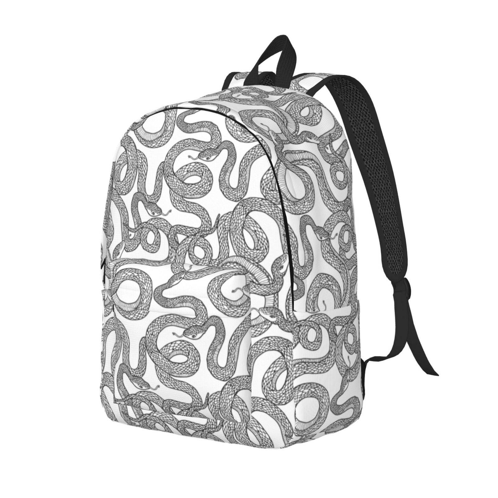 Travel Laptop Backpack - Simple Black Lines Cute Snake Canvas Backpack ...